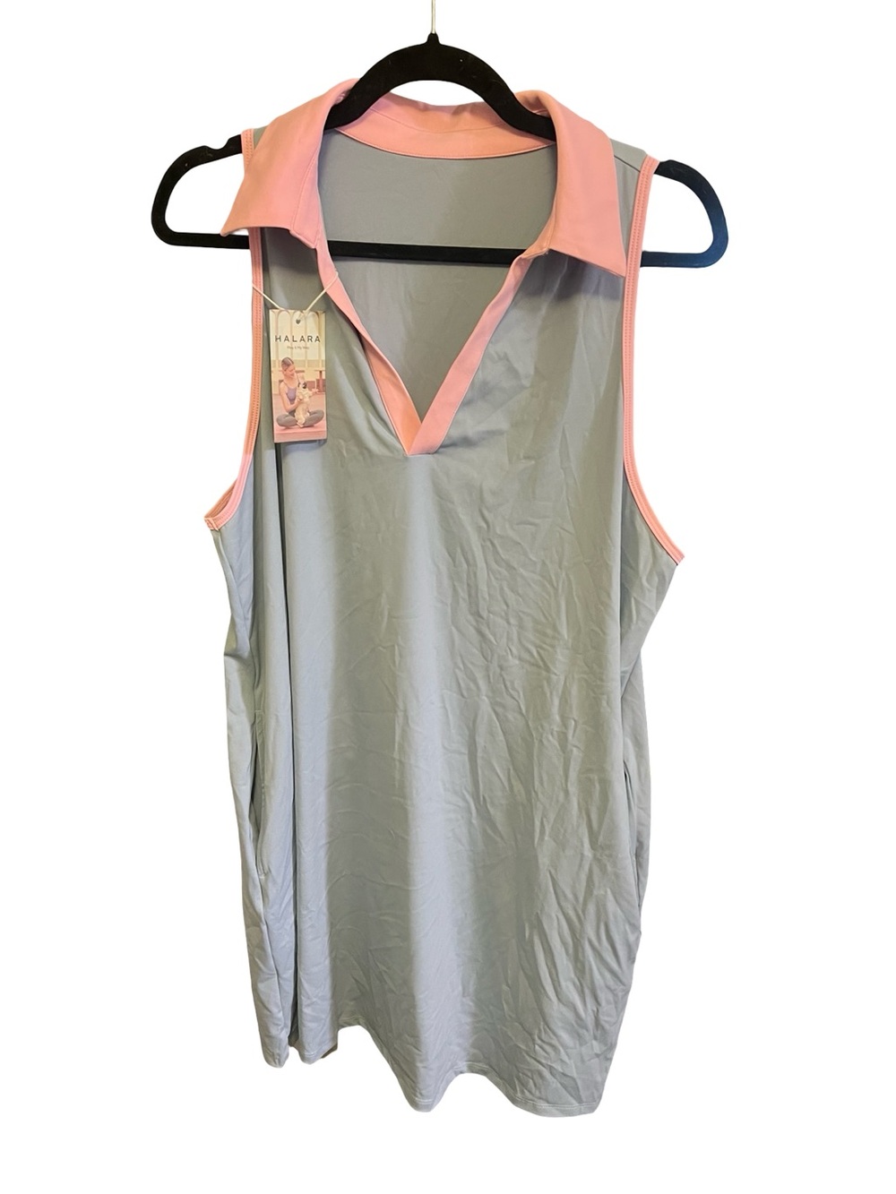 XL HALARA Sleeveless Polo Active Dress blue/pink shorts included